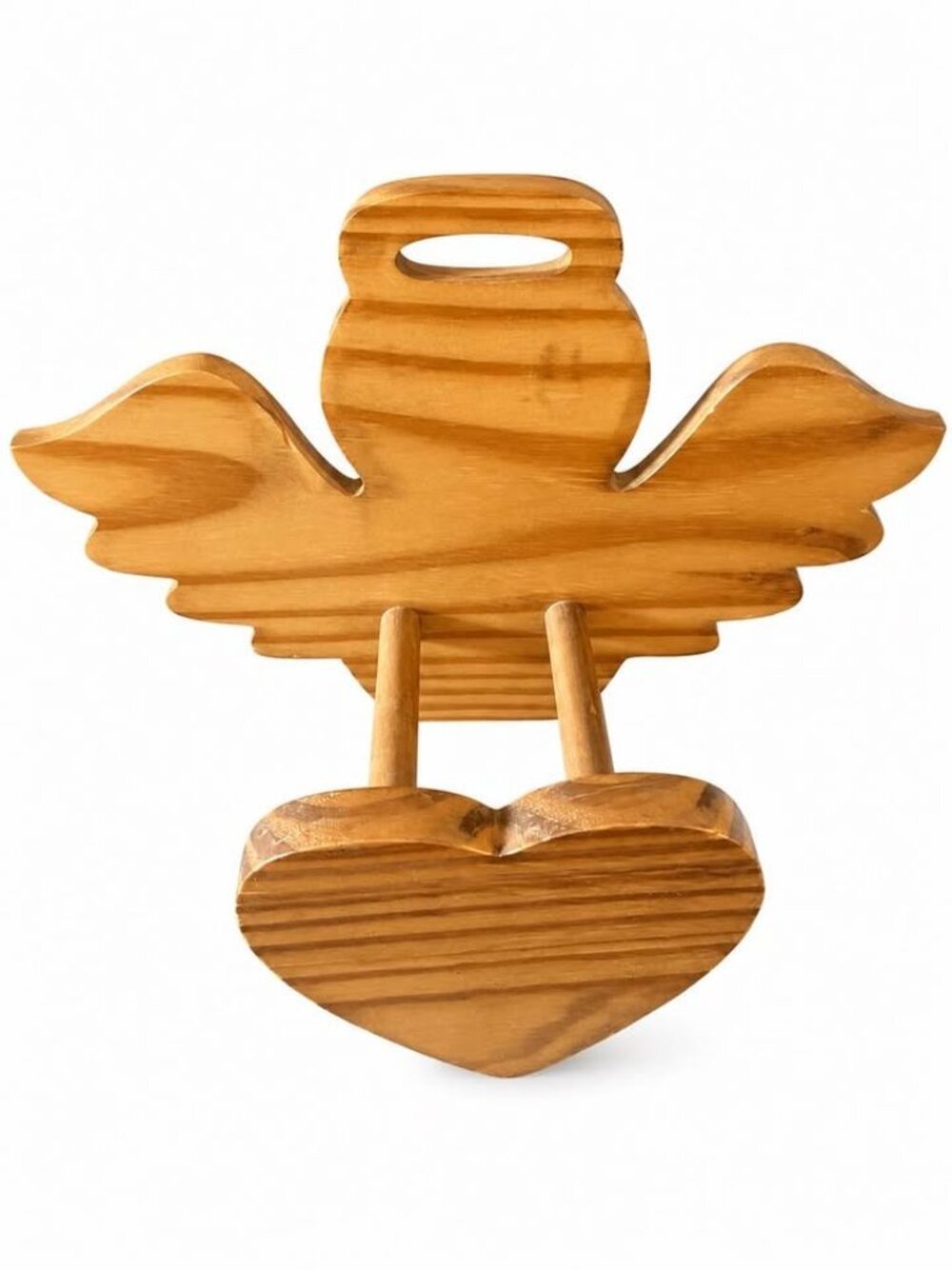 Vintage House of Lloyd 1997 Wooden Heart Angel Wing Quilt Hanger Country Cottage